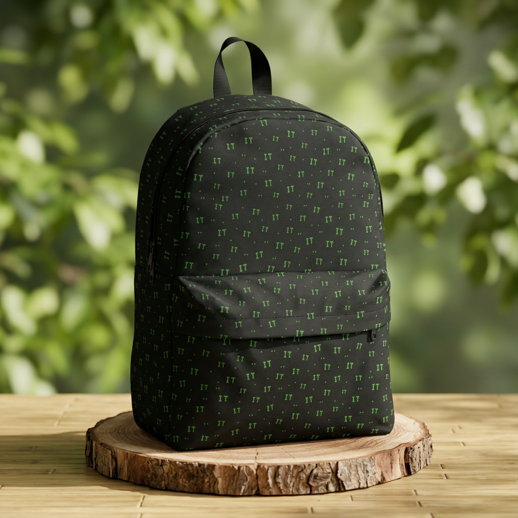 IT Neon Green Black Patterned Backpack