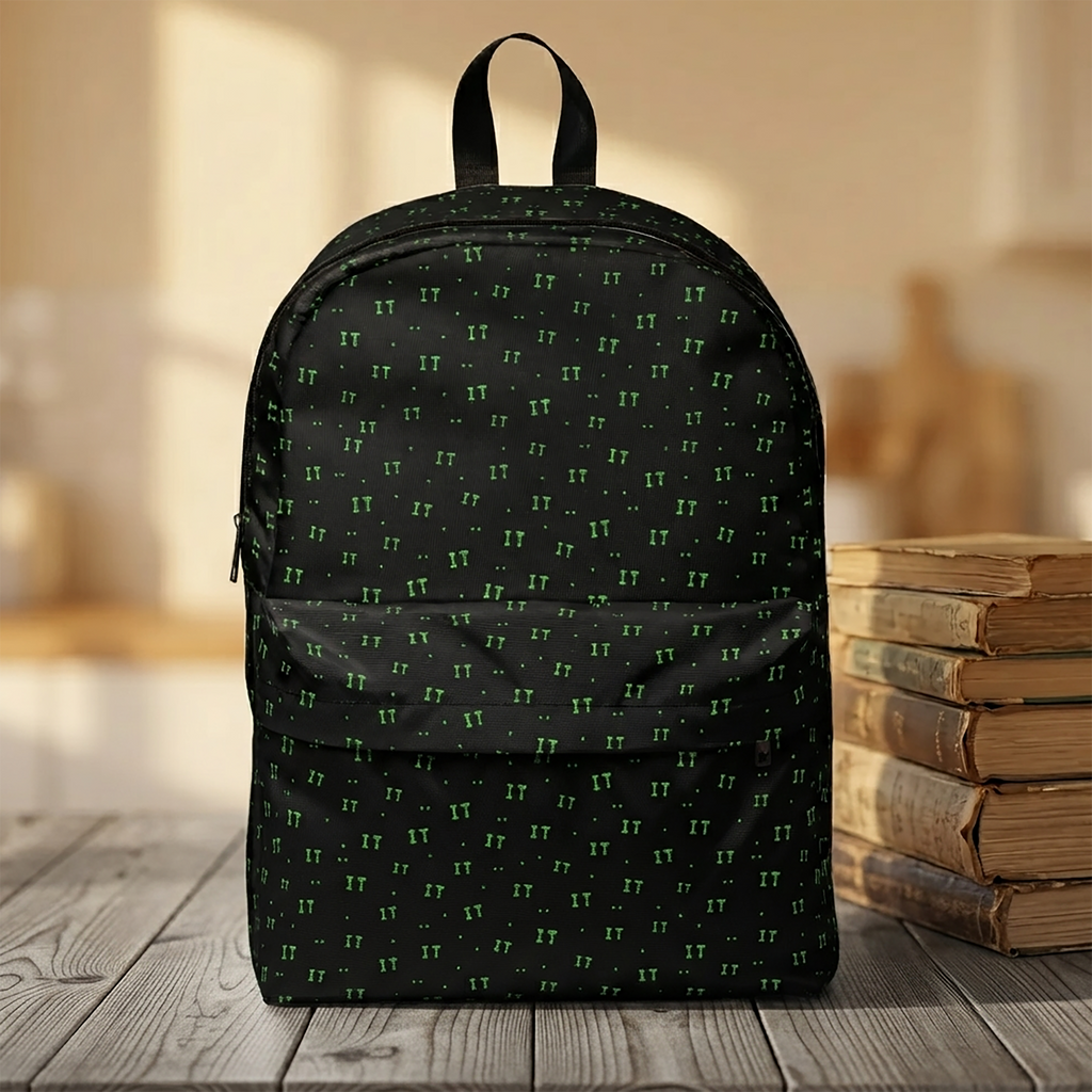 IT Neon Green Black Patterned Backpack