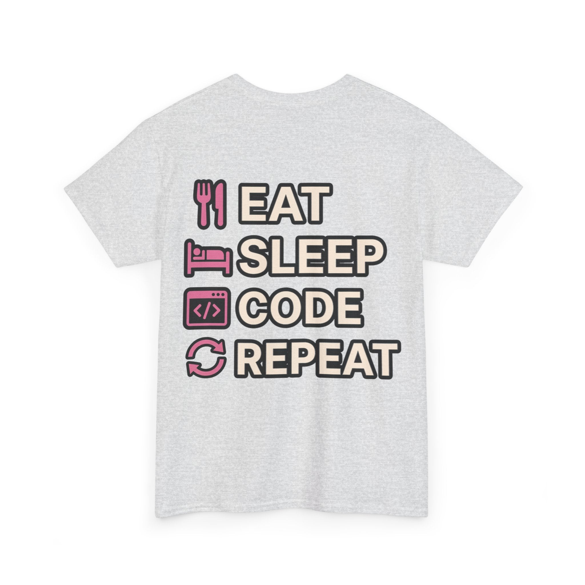"Eat Sleep Code Repeat" Coder Heavy Cotton T‑Shirt