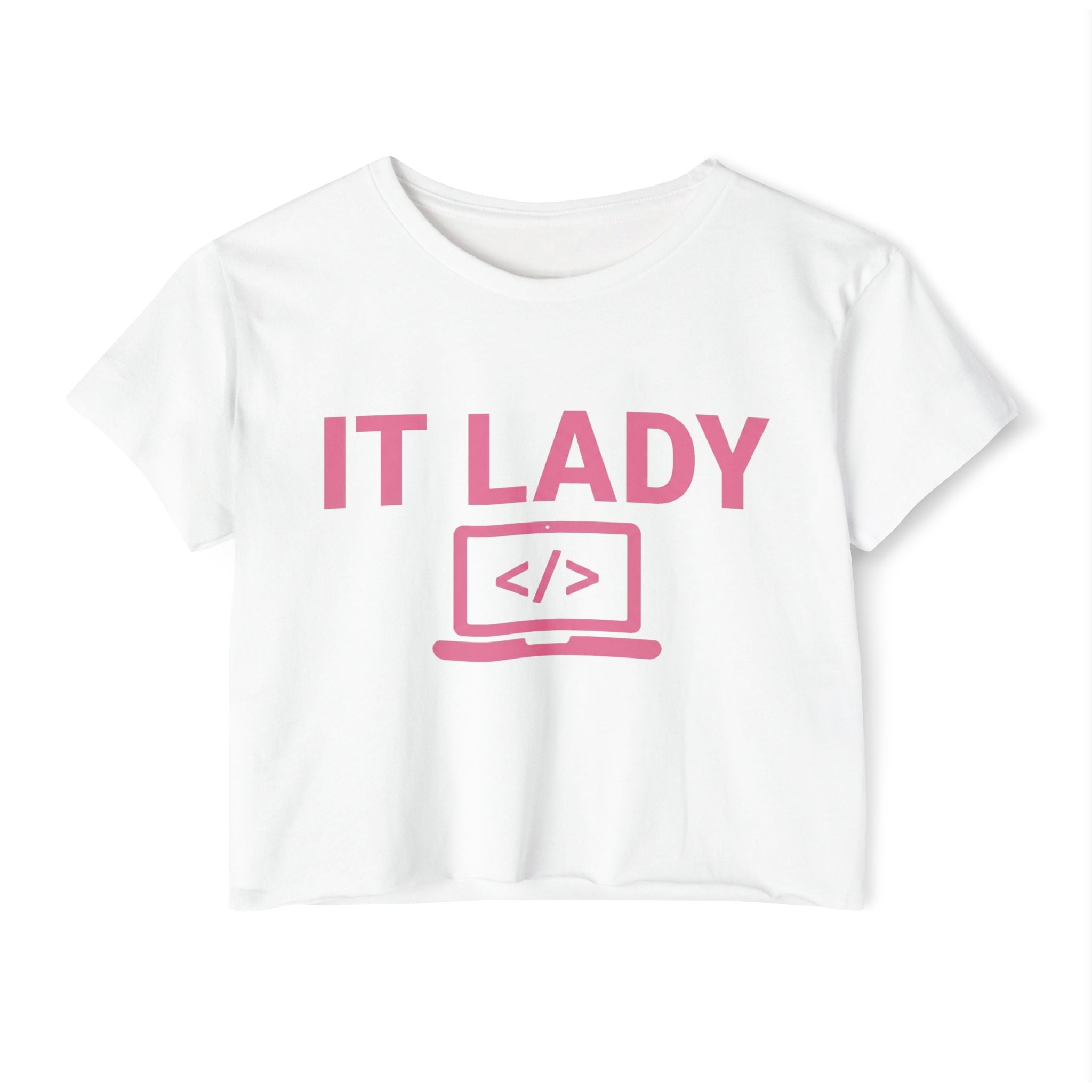 IT Lady with Laptop Crop Top T-Shirt