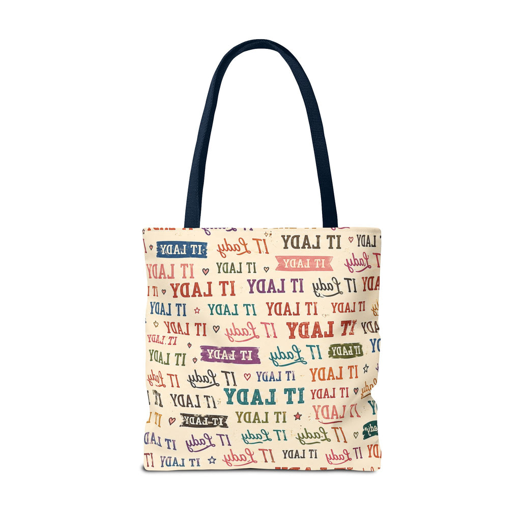 IT Lady Tote Bag - Retro Multicolor Typography All-Over Print