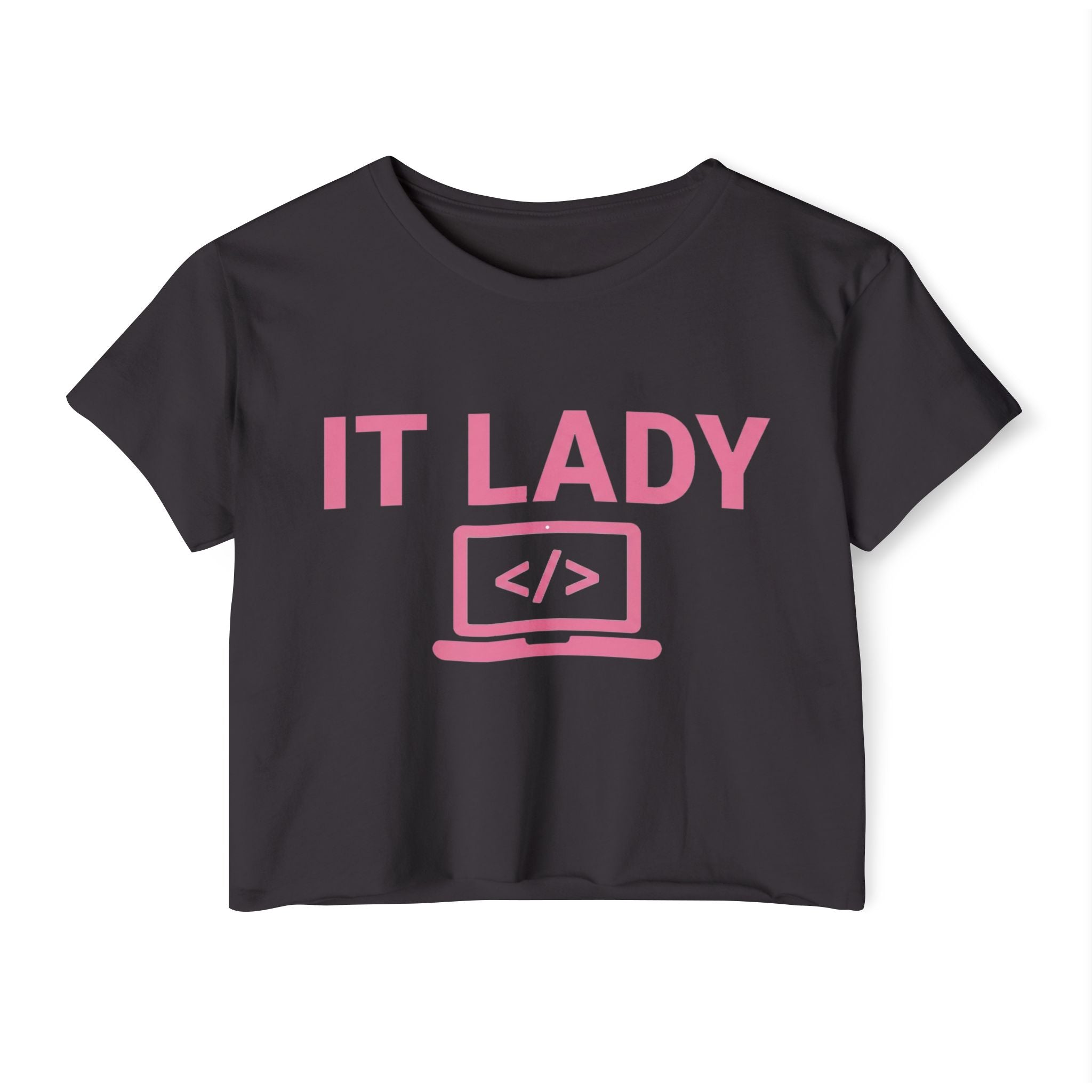 IT Lady with Laptop Crop Top T-Shirt