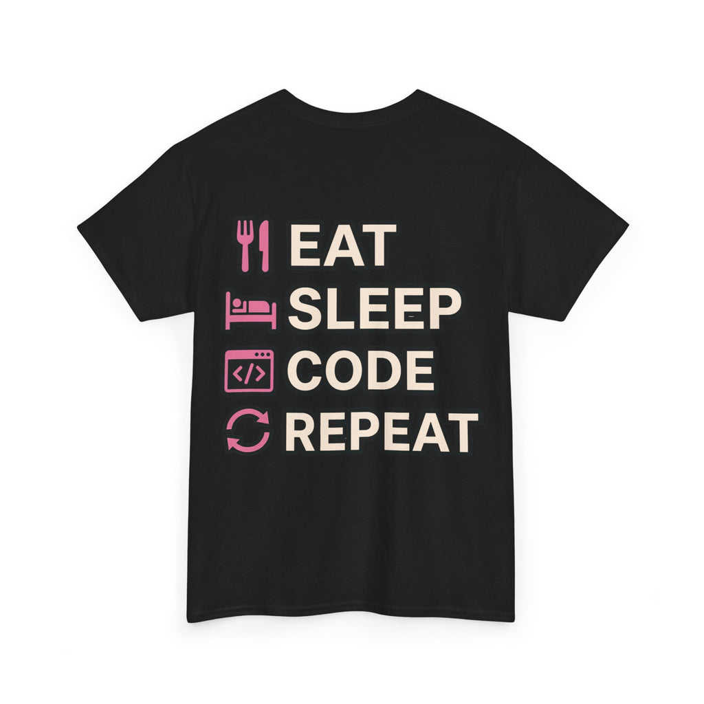 "Eat Sleep Code Repeat" Coder Heavy Cotton T‑Shirt