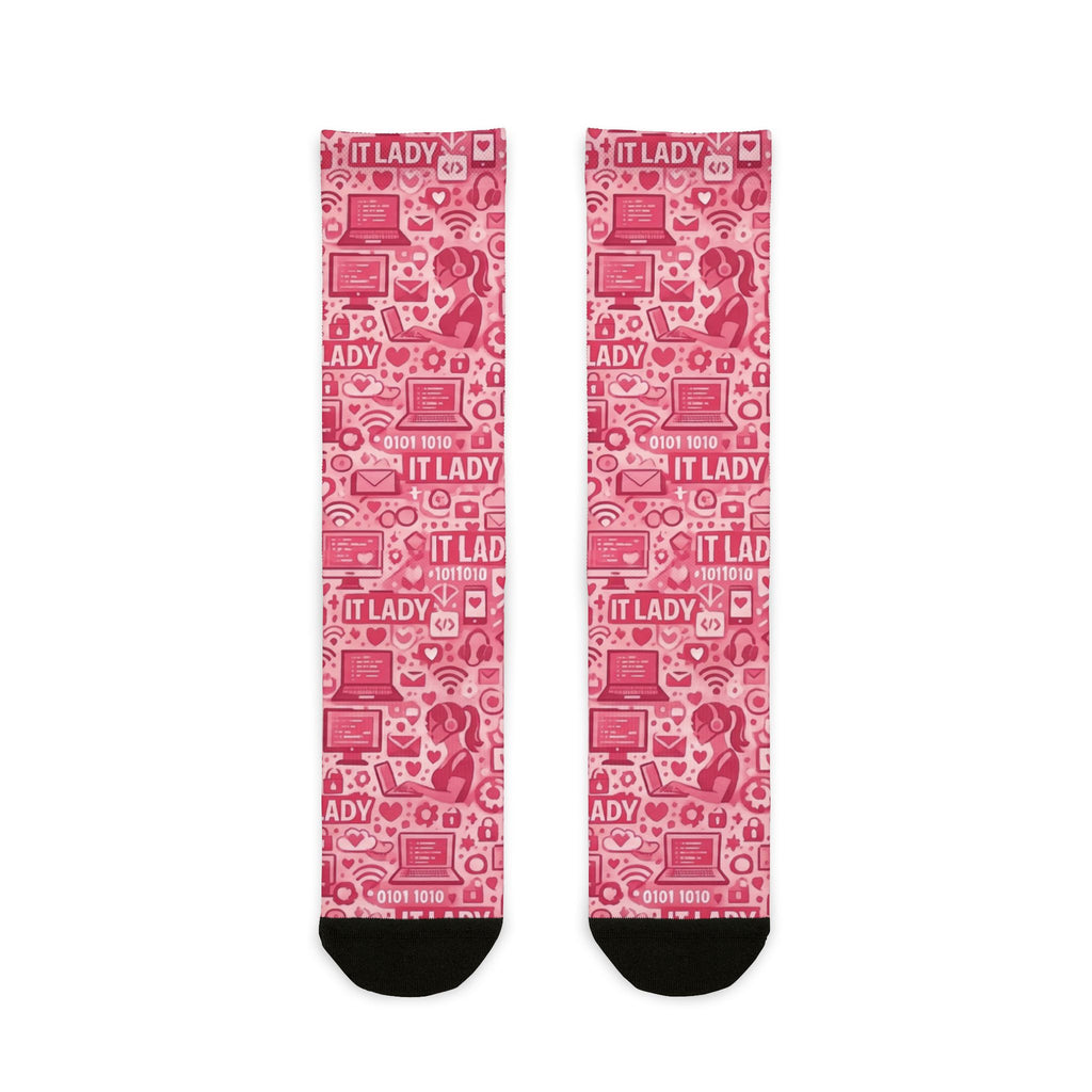 IT Lady Pink Patterned Crew Socks - Tech & Gamer Gift
