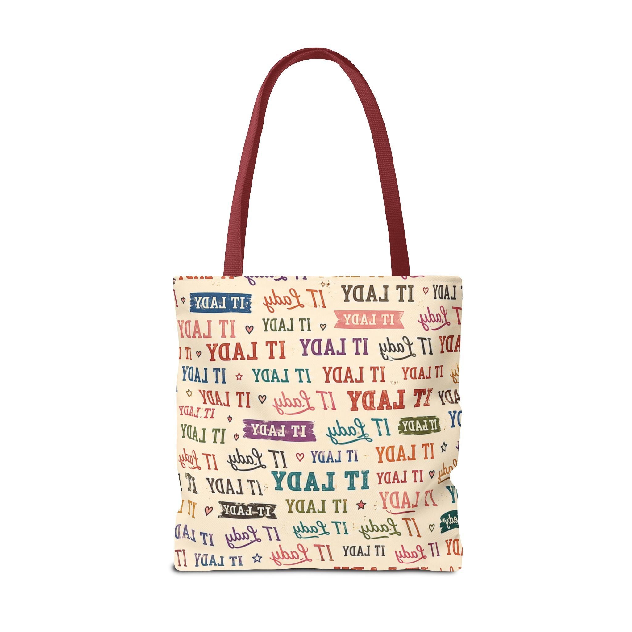 IT Lady Tote Bag - Retro Multicolor Typography All-Over Print