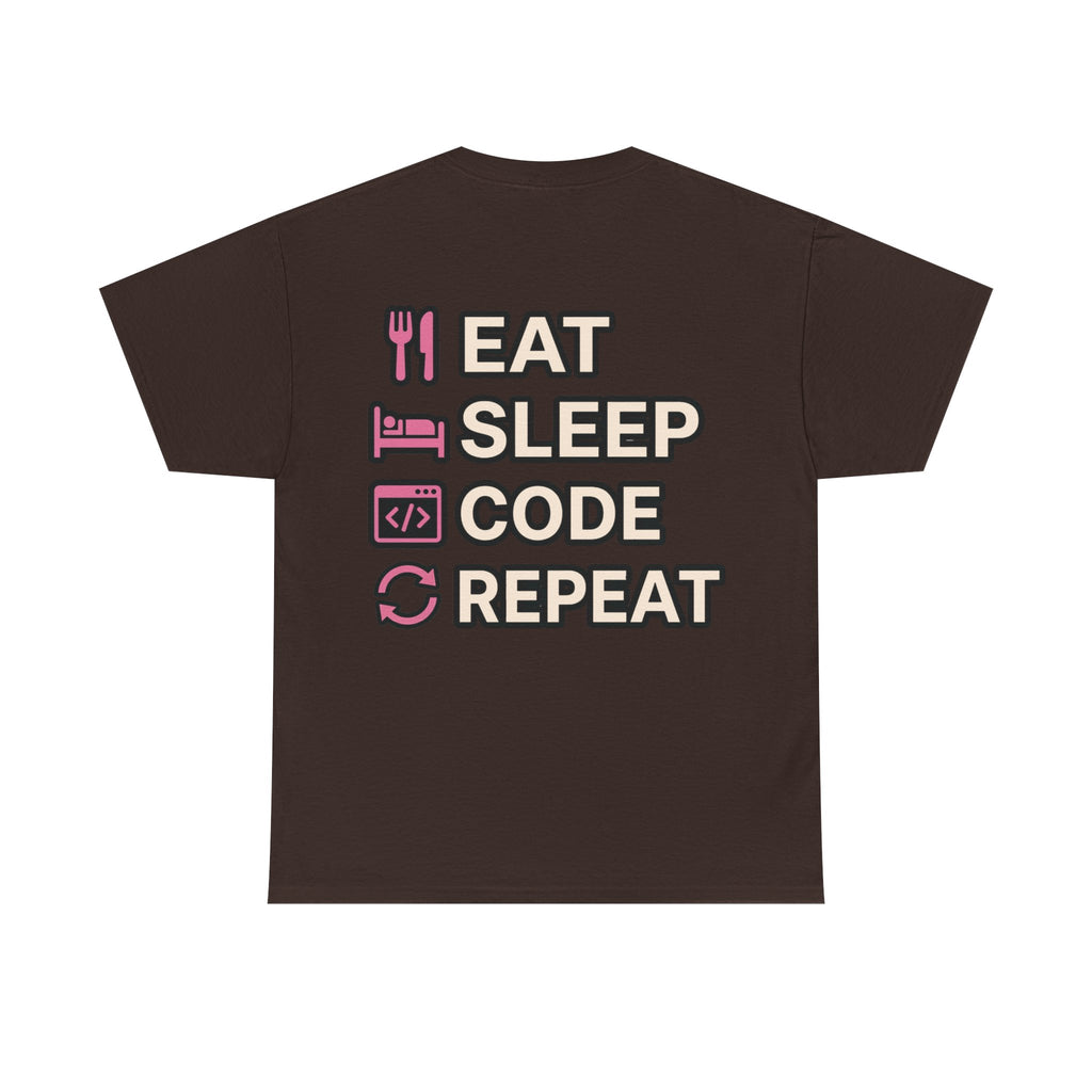 "Eat Sleep Code Repeat" Coder Heavy Cotton T‑Shirt