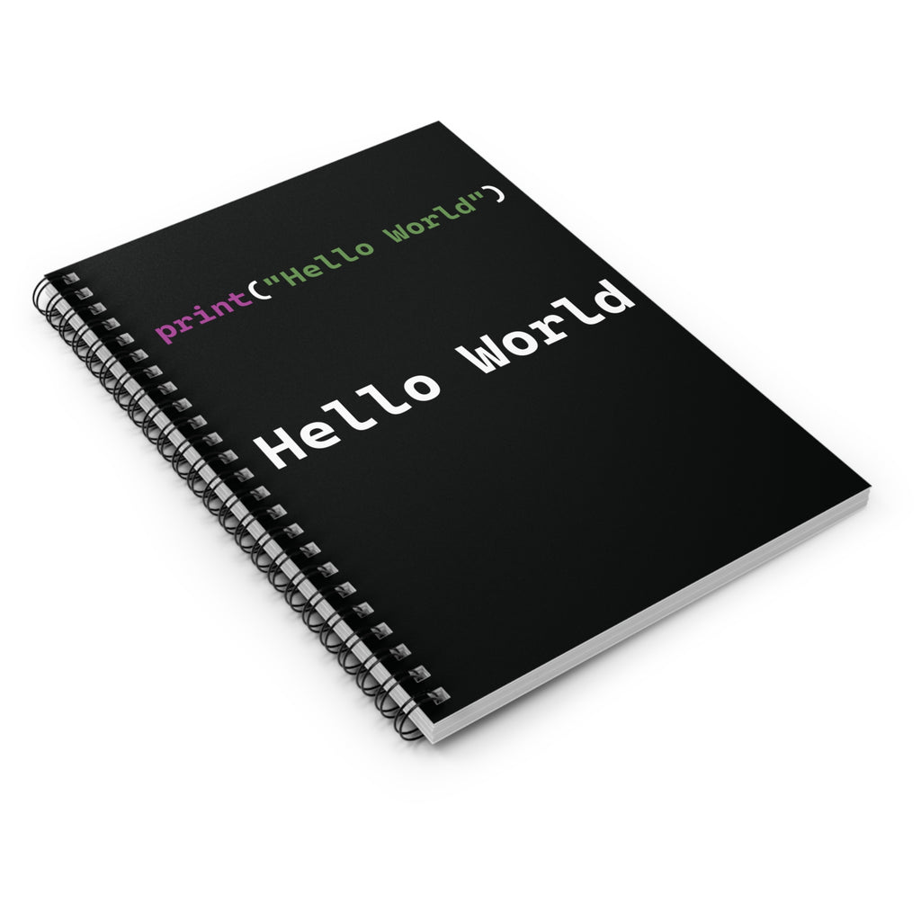 Hello World Programmer Spiral Notebook - print("Hello World") Coding Journal