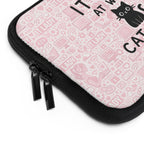 IT Lady at Work / Cat Lady at Home Laptop Sleeve - Cute Pink Cat Tech Accessory