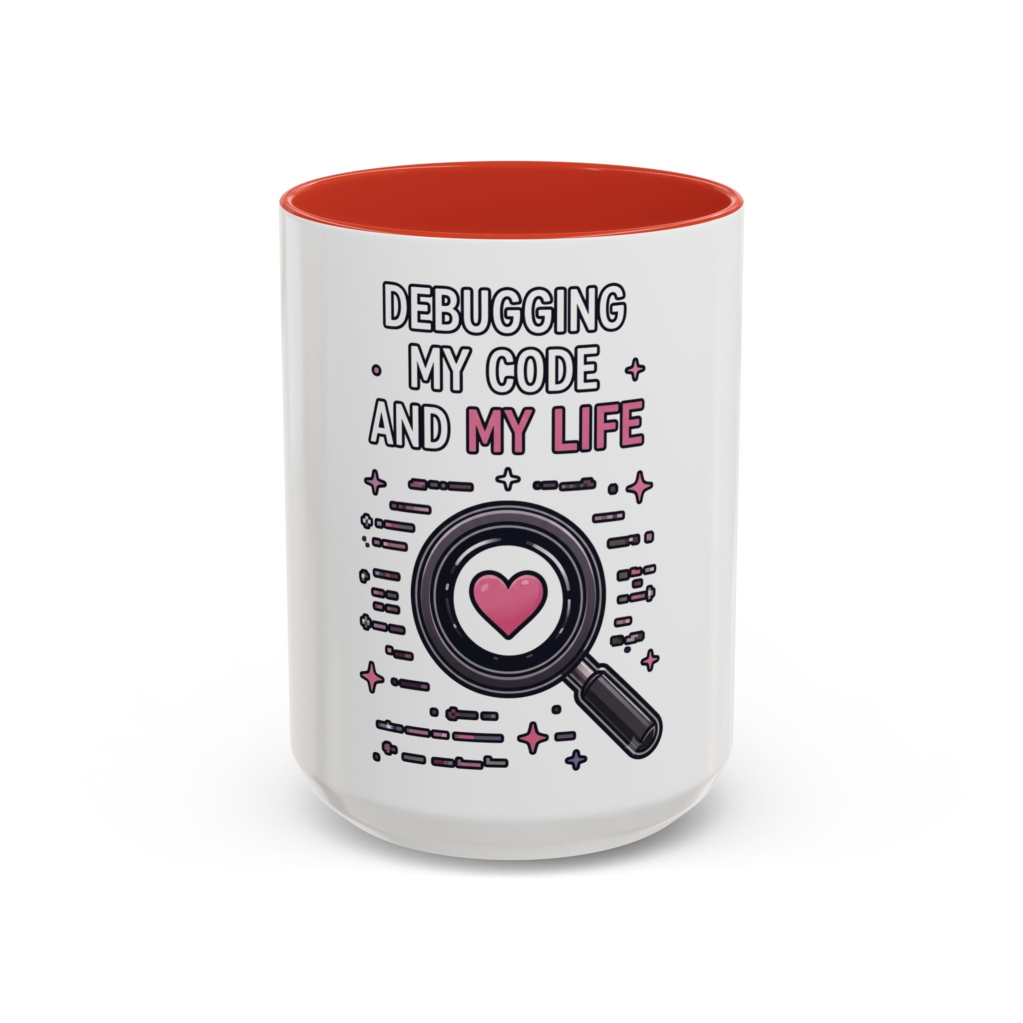 Debugging My Code and My Life Accent Coffee Mug - Coder Gifts, Funny Programming Mug (11/15oz)