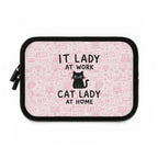IT Lady at Work / Cat Lady at Home Laptop Sleeve - Cute Pink Cat Tech Accessory