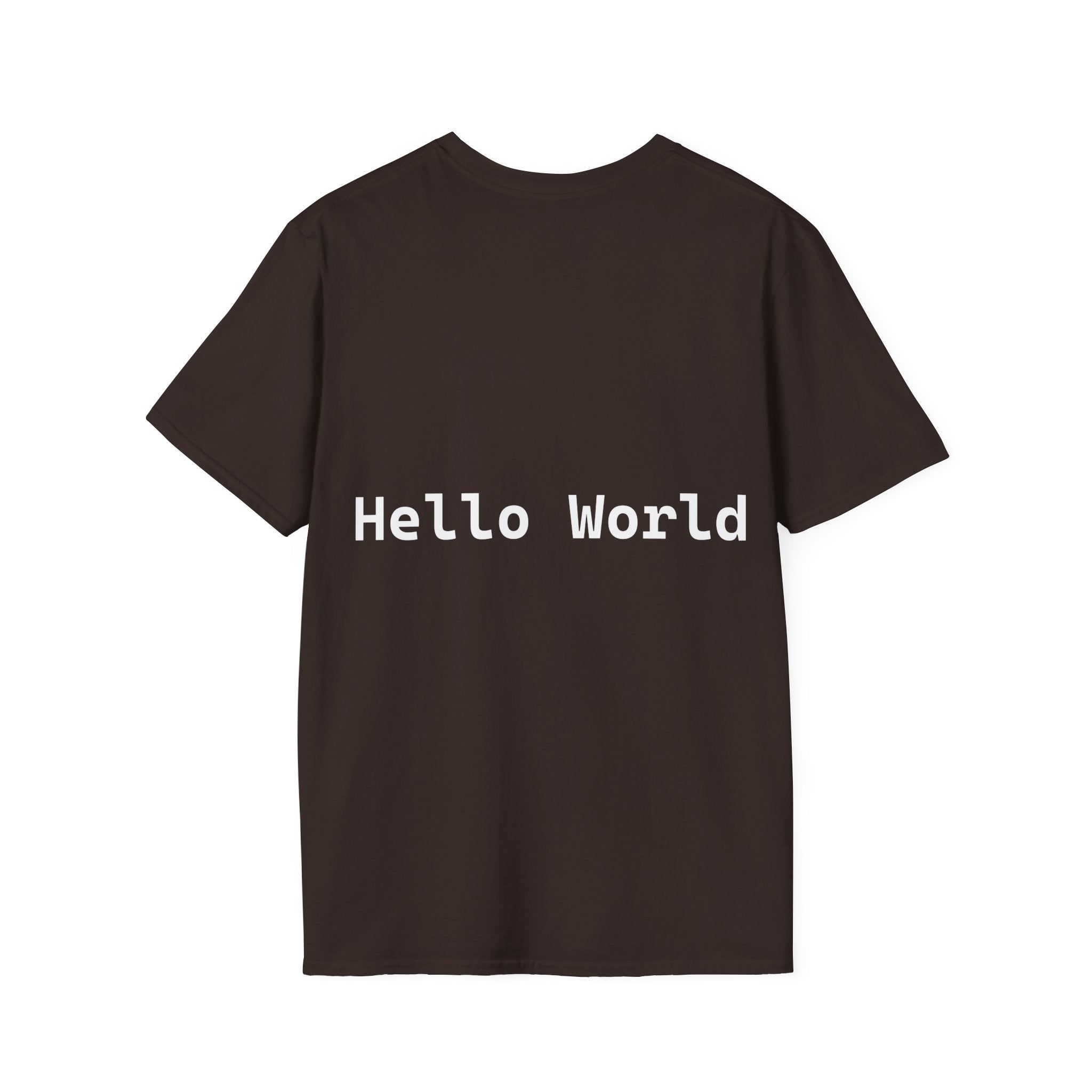 Front: print("Hello World") Back: Hello World Programmer Unisex Softstyle T-Shirt