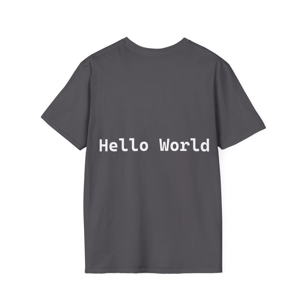 Front: print("Hello World") Back: Hello World Programmer Unisex Softstyle T-Shirt