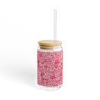 IT Lady Pink Pattern Sipper Glass, 16oz