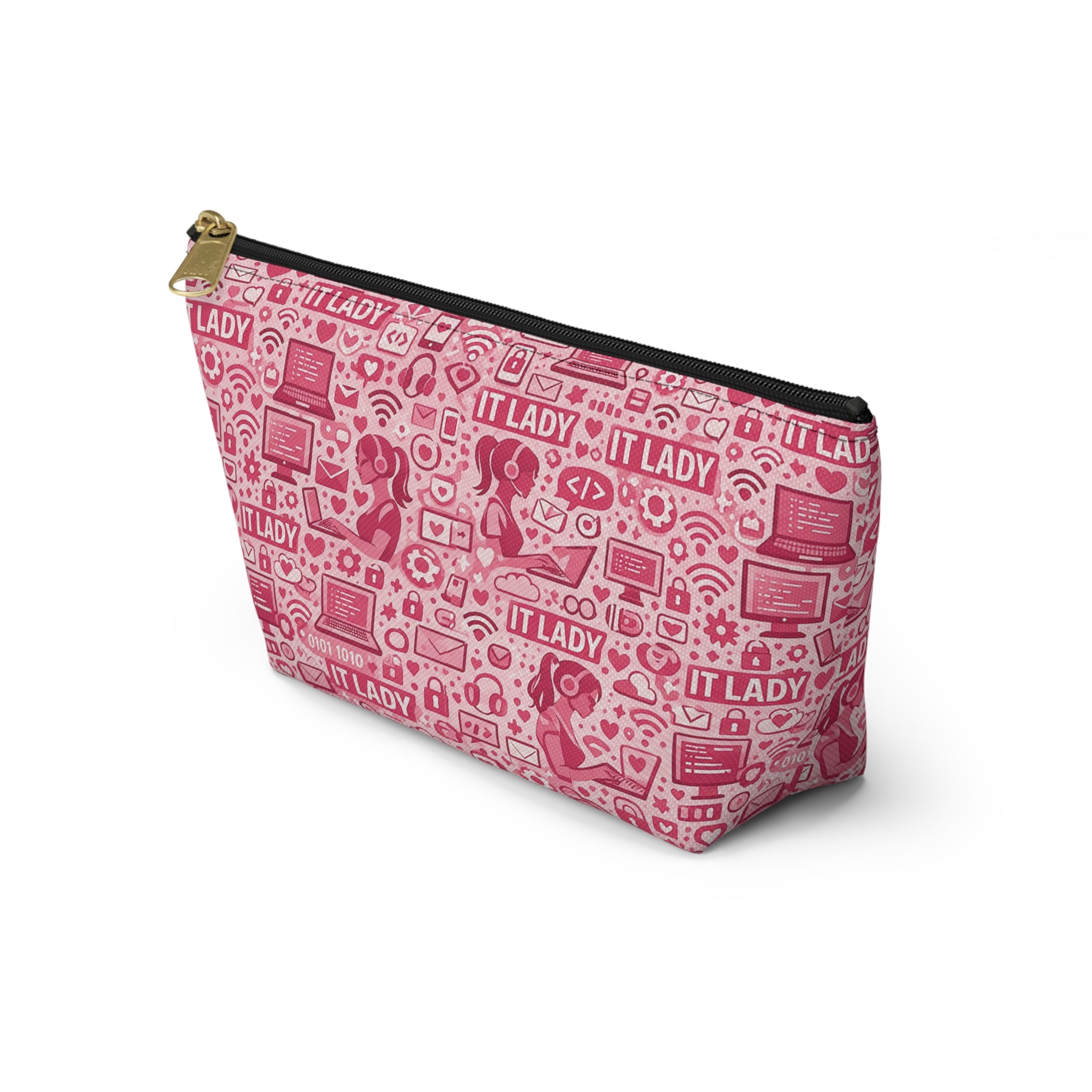 IT Lady Pink Tech Accessory Pouch - T‑Bottom Makeup & Gadget Organizer
