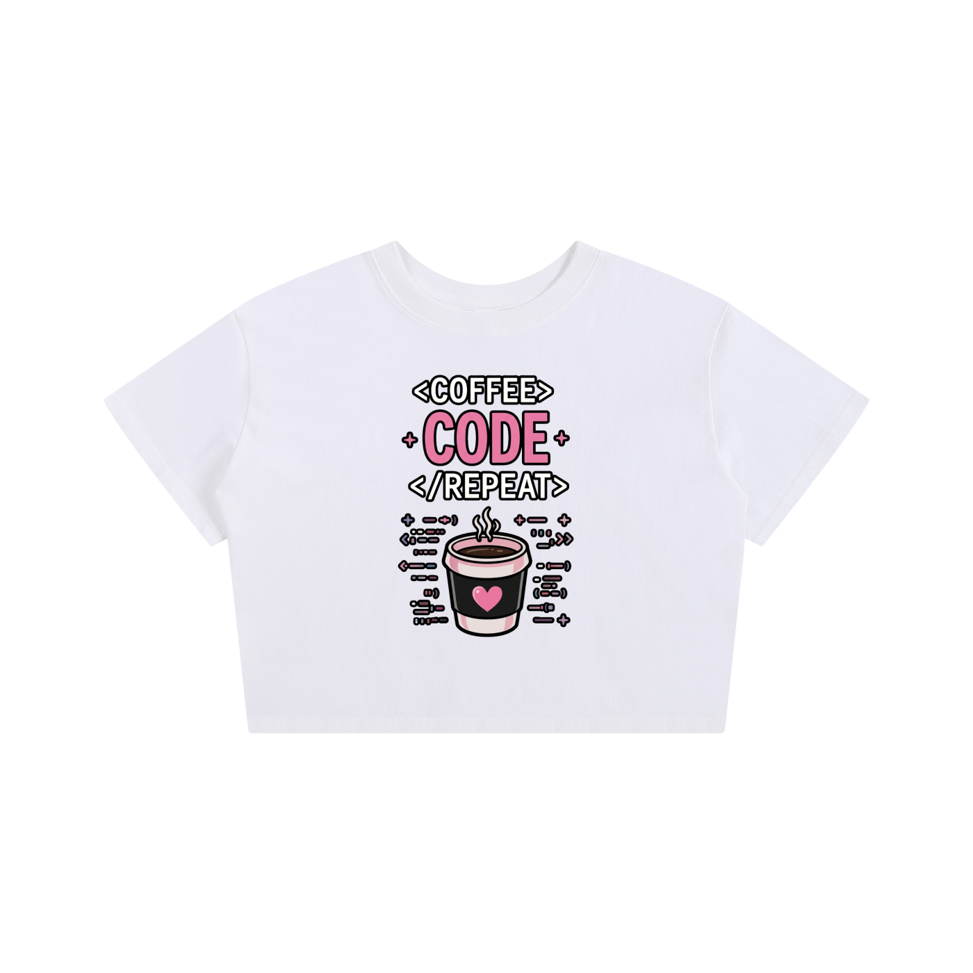 Coffee Code Repeat Baby Tee Seamless T-Shirt - 200 GSM
