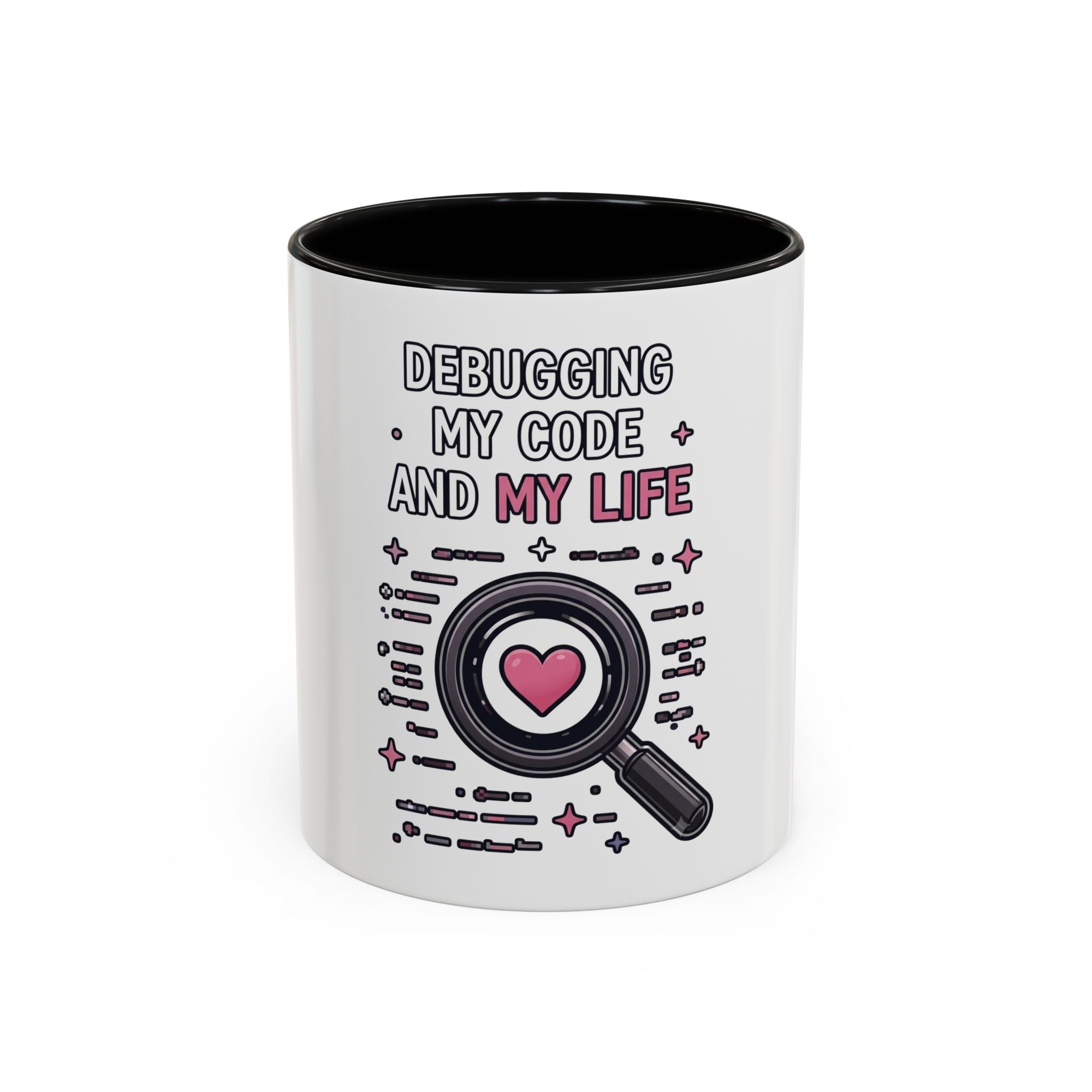 Debugging My Code and My Life Accent Coffee Mug - Coder Gifts, Funny Programming Mug (11/15oz)
