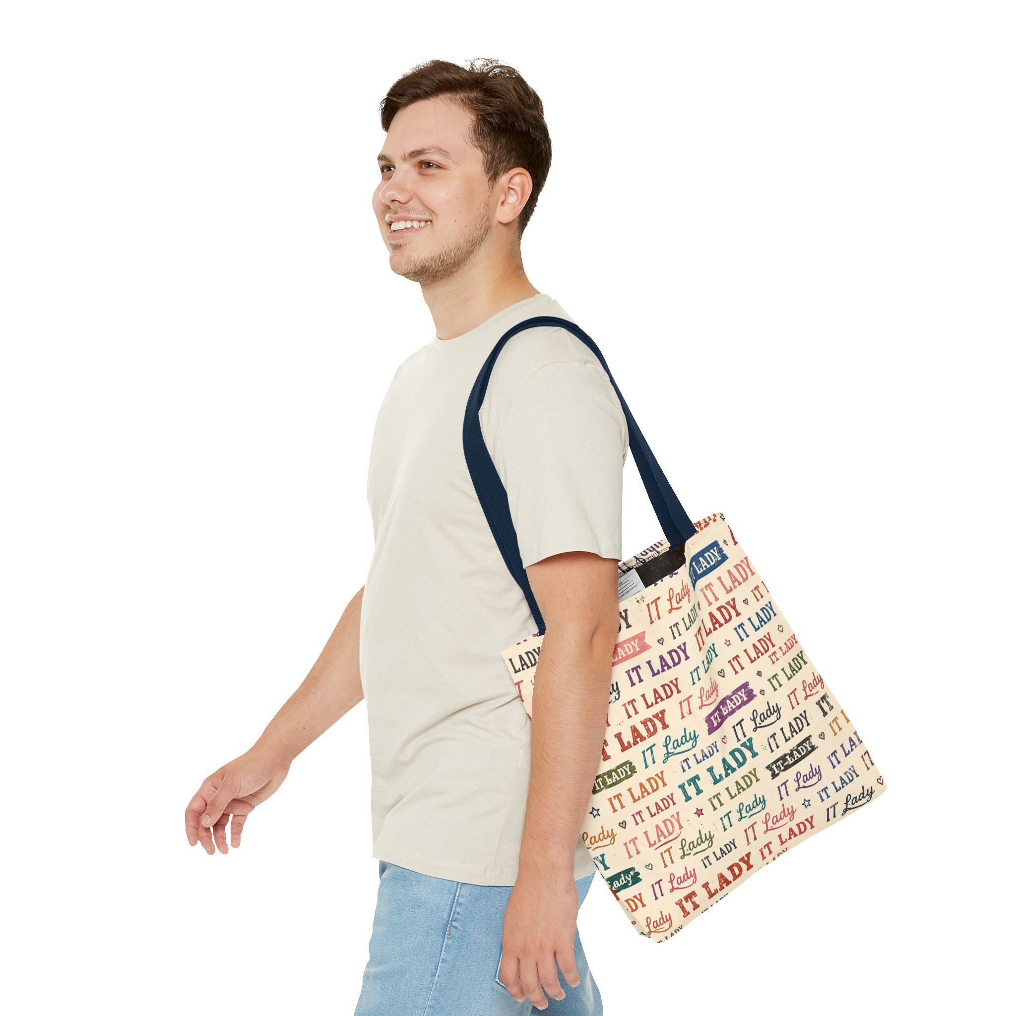 IT Lady Tote Bag - Retro Multicolor Typography All-Over Print