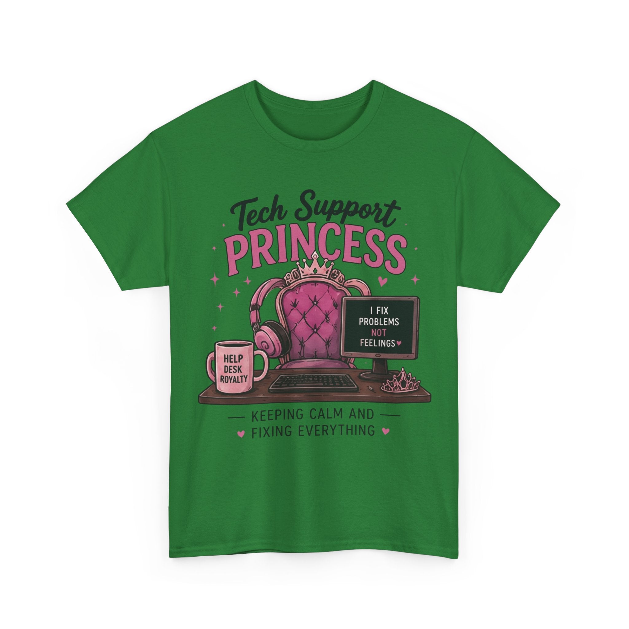 Tech Support Princess Keeping Calm and Fixing Everything Heavy Cotton T‑Shirt