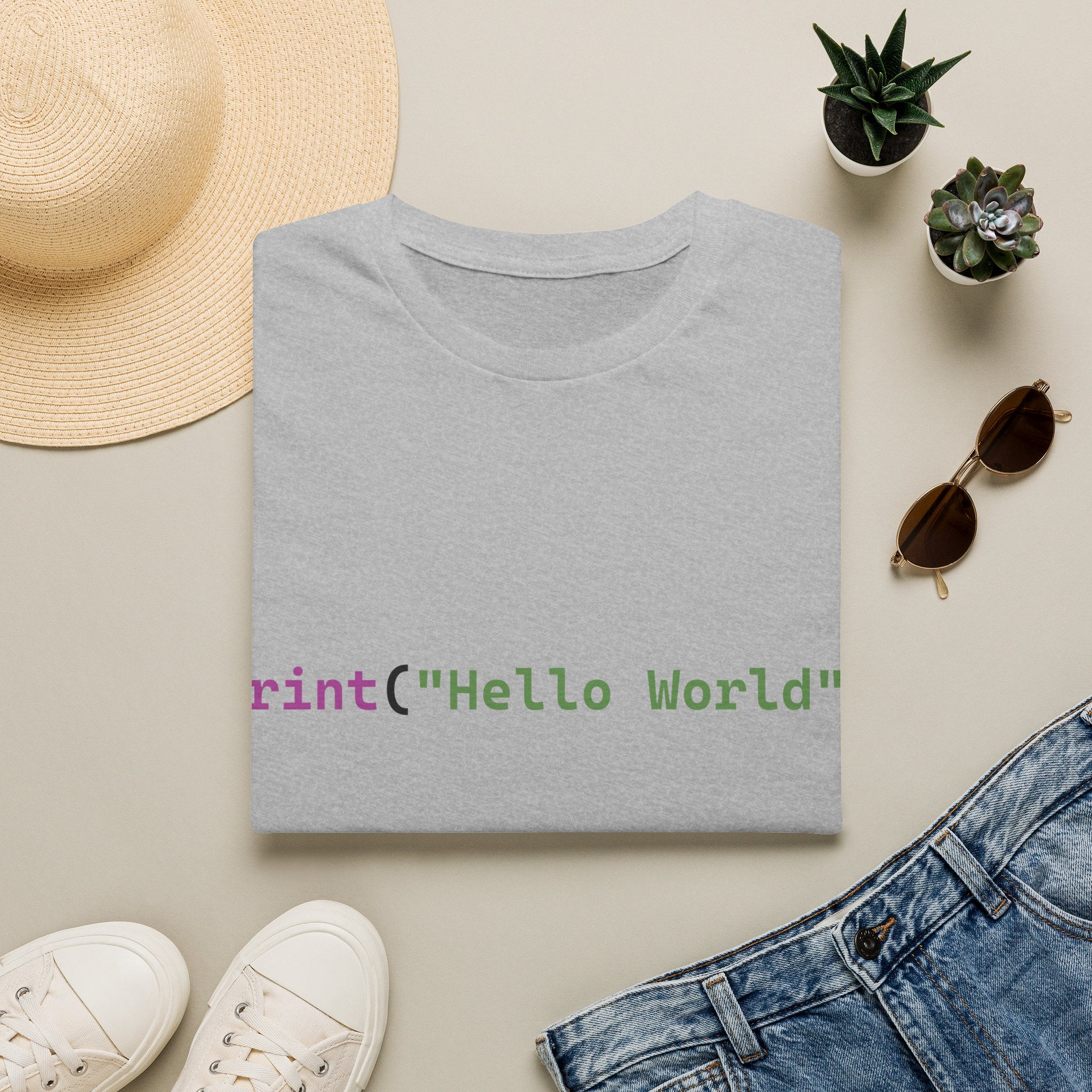 Front: print("Hello World") Back: Hello World Programmer Unisex Softstyle T-Shirt