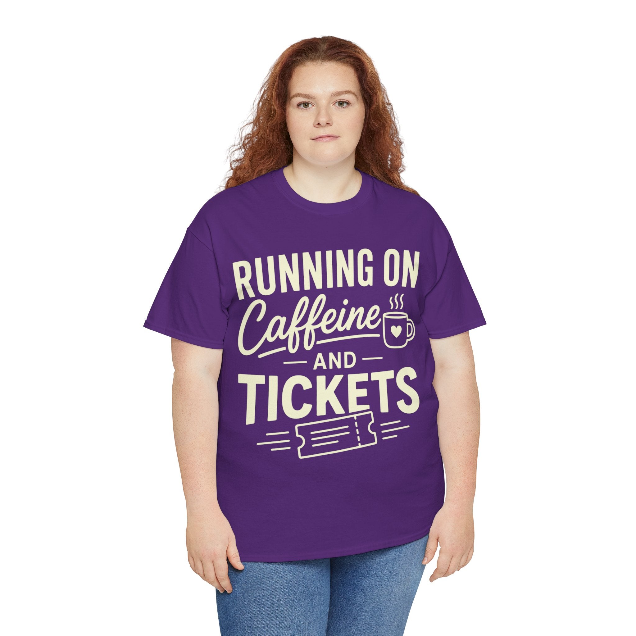 Running on Caffeine and Tickets Unisex Heavy Cotton T-Shirt