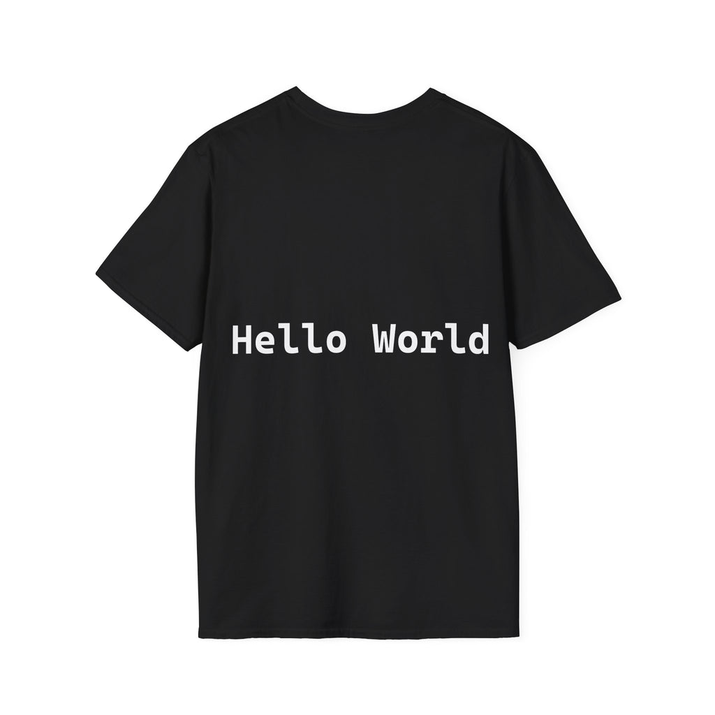 Front: print("Hello World") Back: Hello World Programmer Unisex Softstyle T-Shirt