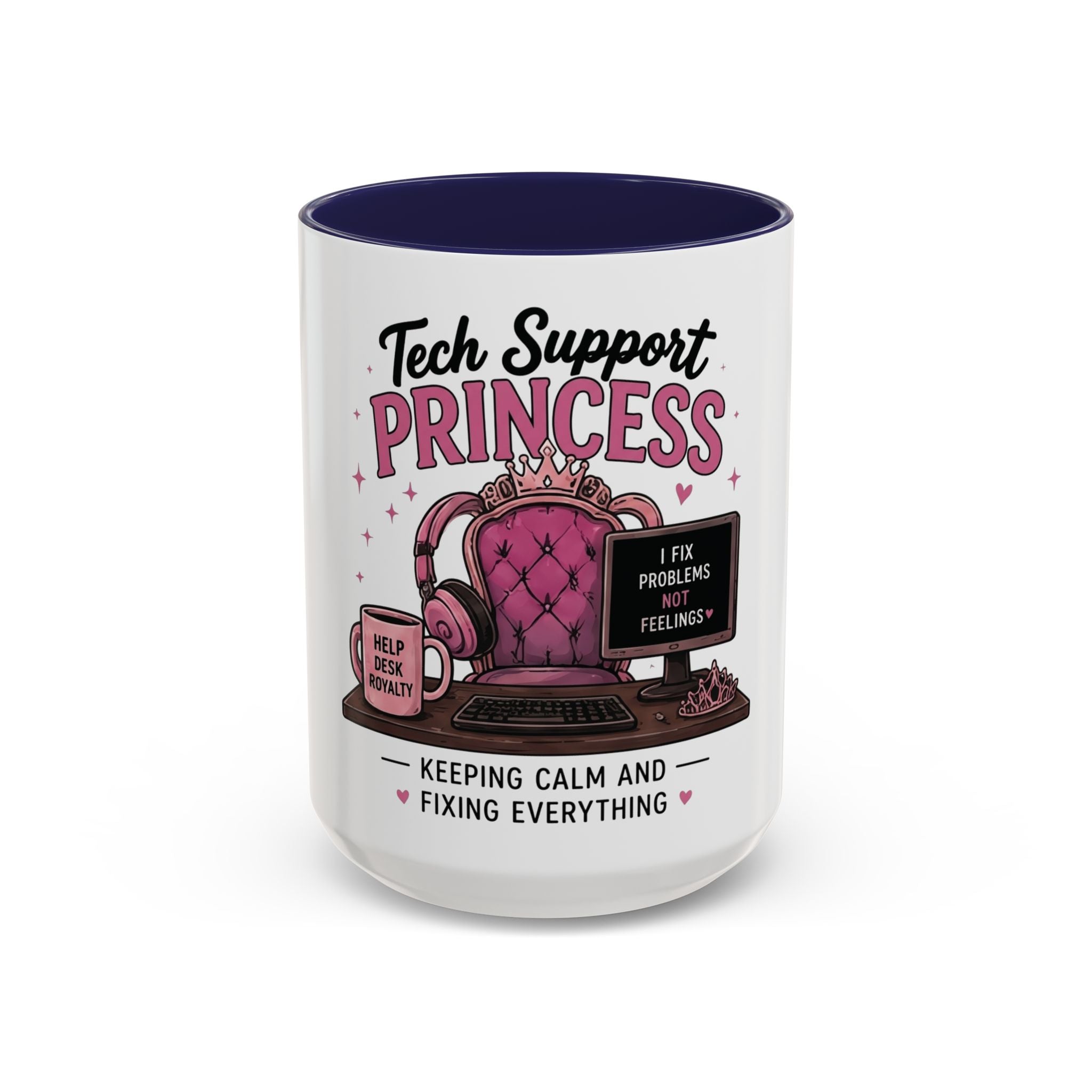 Coffee First Tickets Accent Mug - Funny Pink Heart Coffee Lover Gift (11/15oz)