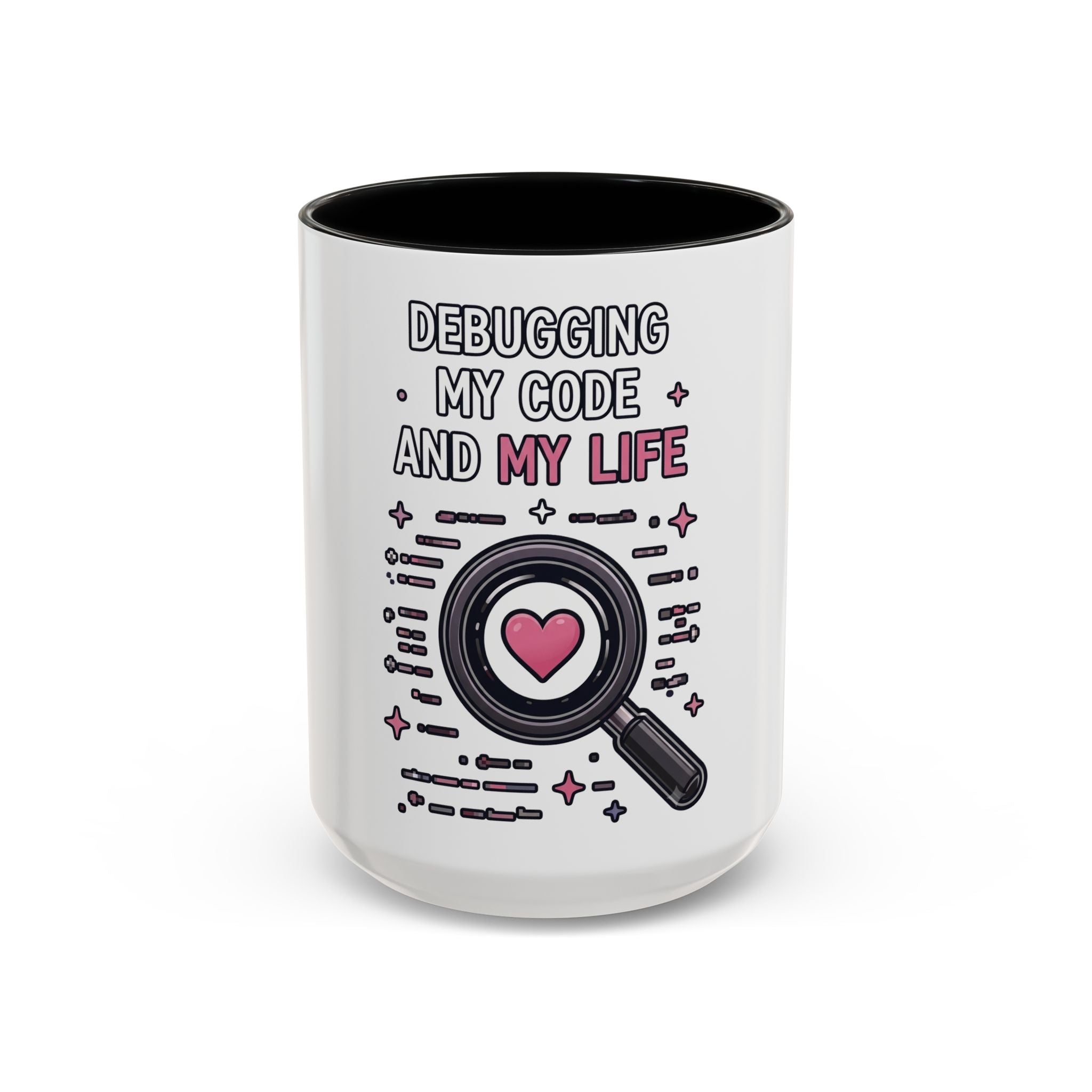 Debugging My Code and My Life Accent Coffee Mug - Coder Gifts, Funny Programming Mug (11/15oz)