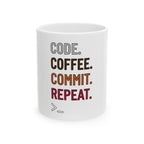 Code. Coffee. Commit. Repeat. Ceramic Programmer Mug (11oz/15oz)