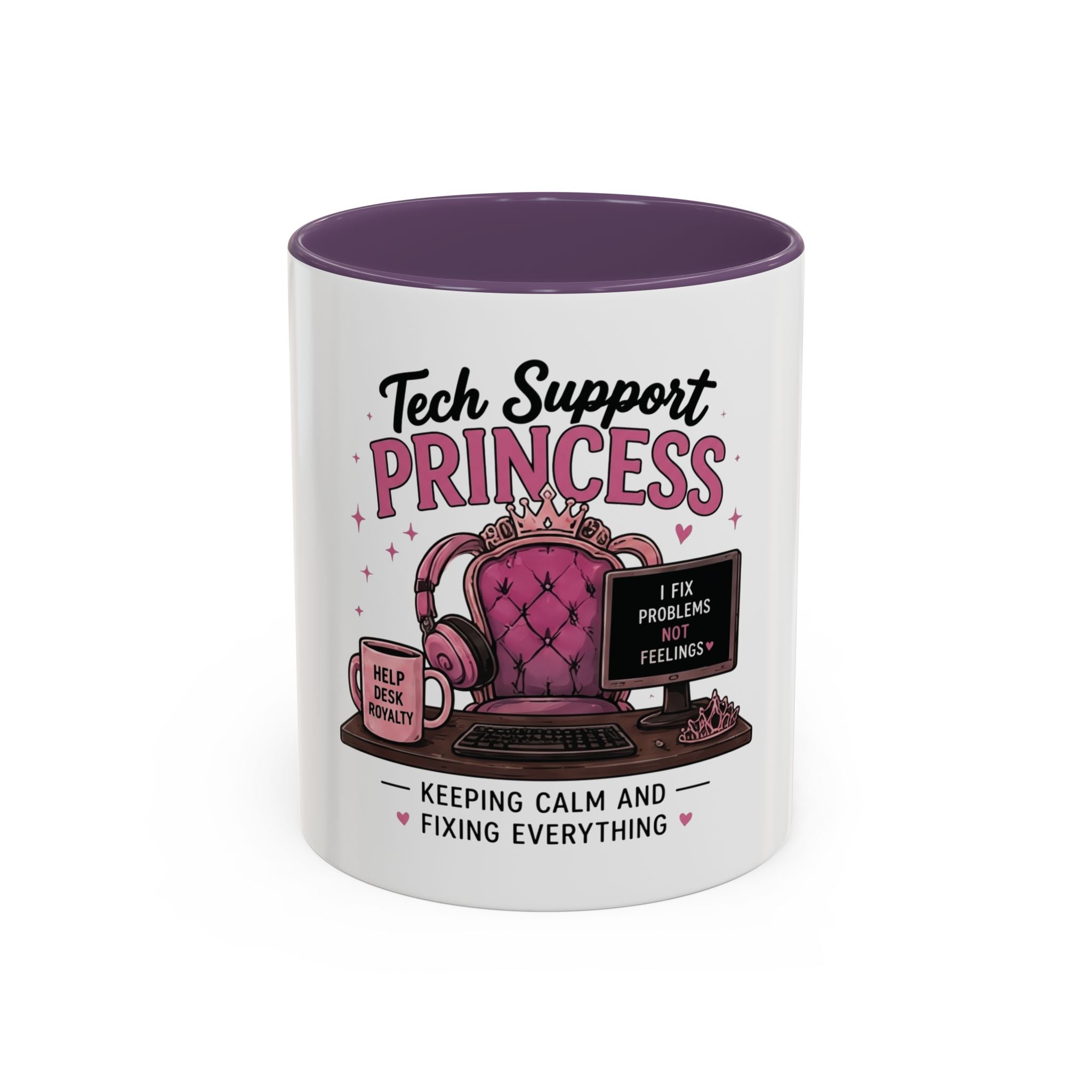 Coffee First Tickets Accent Mug - Funny Pink Heart Coffee Lover Gift (11/15oz)