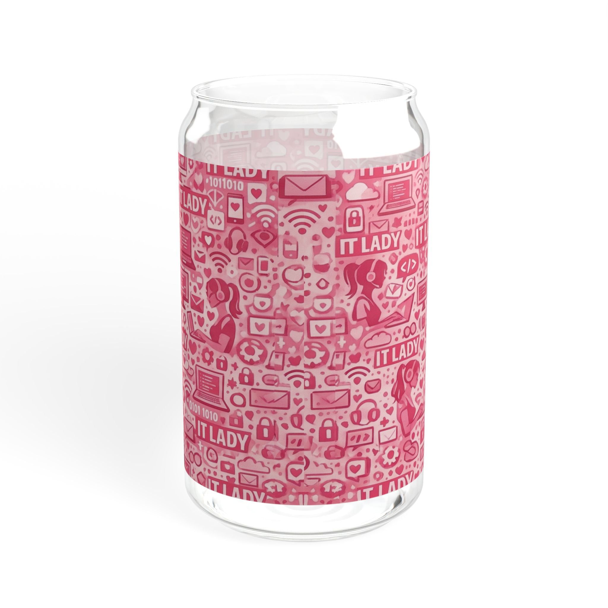 IT Lady Pink Pattern Sipper Glass, 16oz