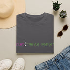 Front: print("Hello World") Back: Hello World Programmer Unisex Softstyle T-Shirt