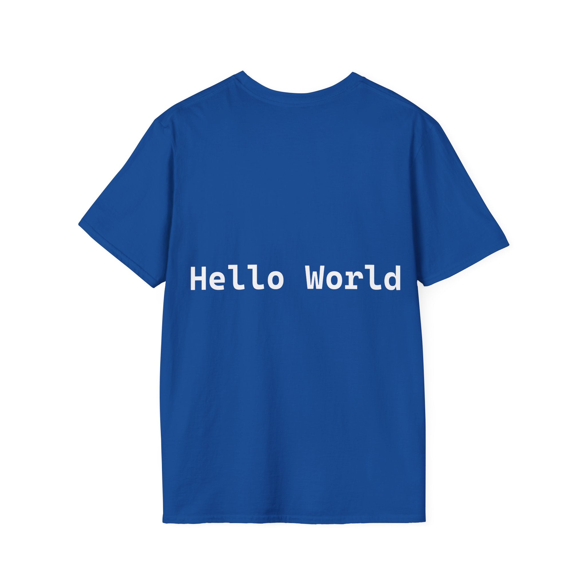 Front: print("Hello World") Back: Hello World Programmer Unisex Softstyle T-Shirt