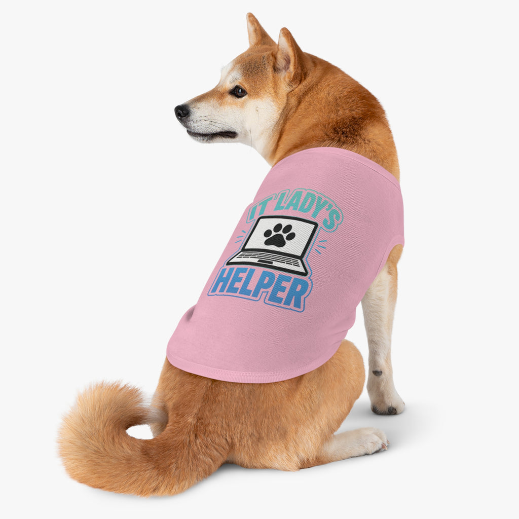 IT LADY'S HELPER Laptop Paw Graphic Dog & Cat Tee Pet Tank Top