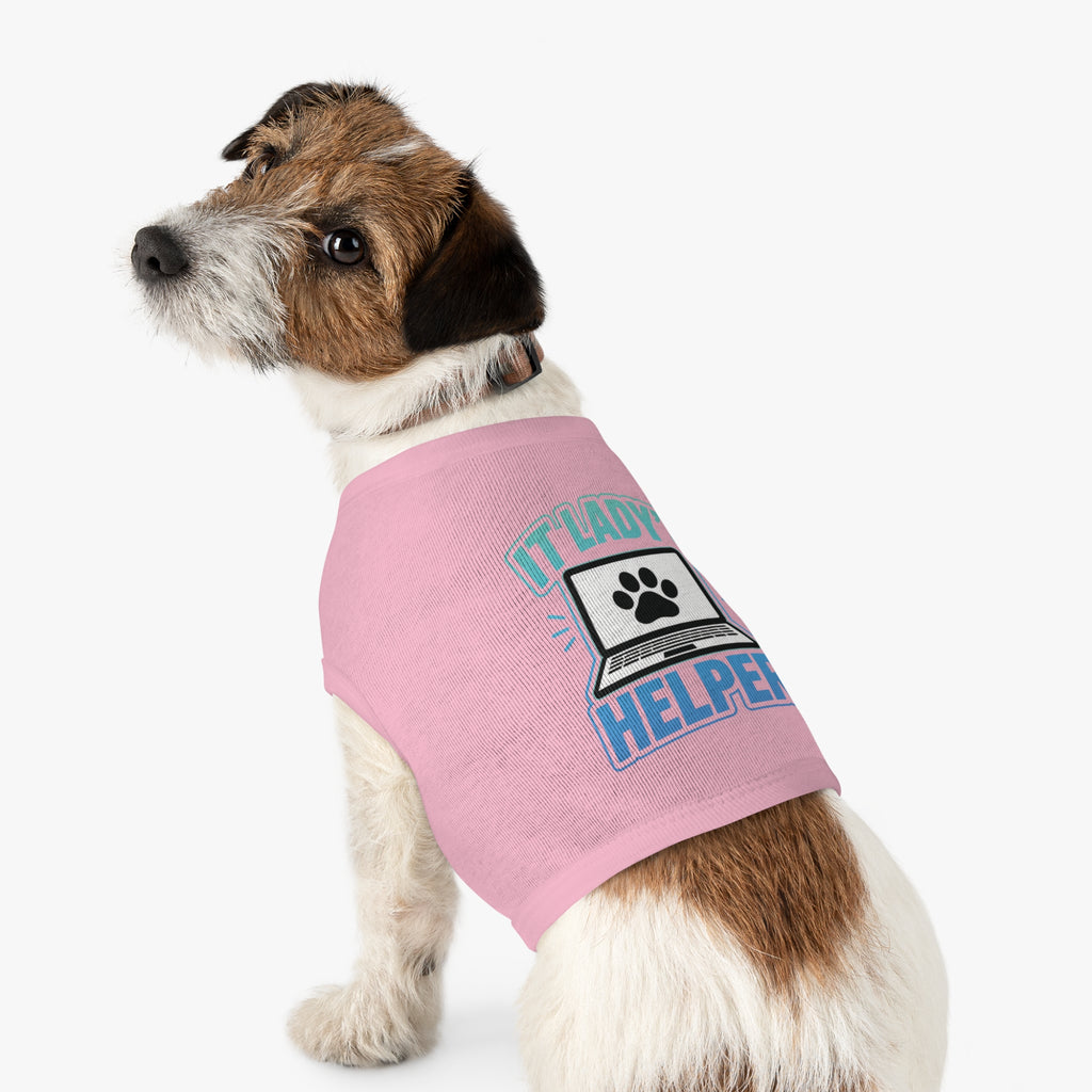 IT LADY'S HELPER Laptop Paw Graphic Dog & Cat Tee Pet Tank Top