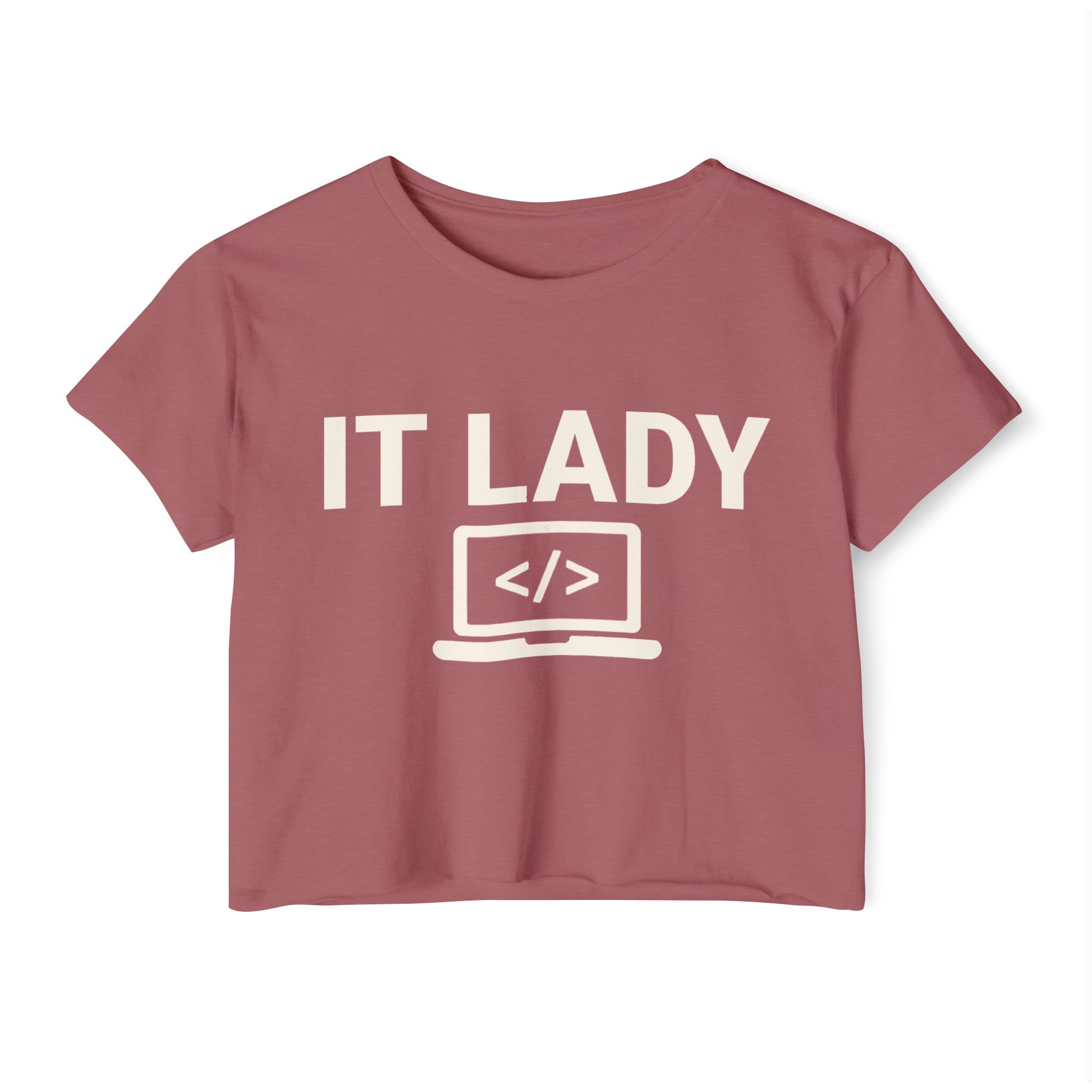 IT Lady with Laptop Crop Top T-Shirt