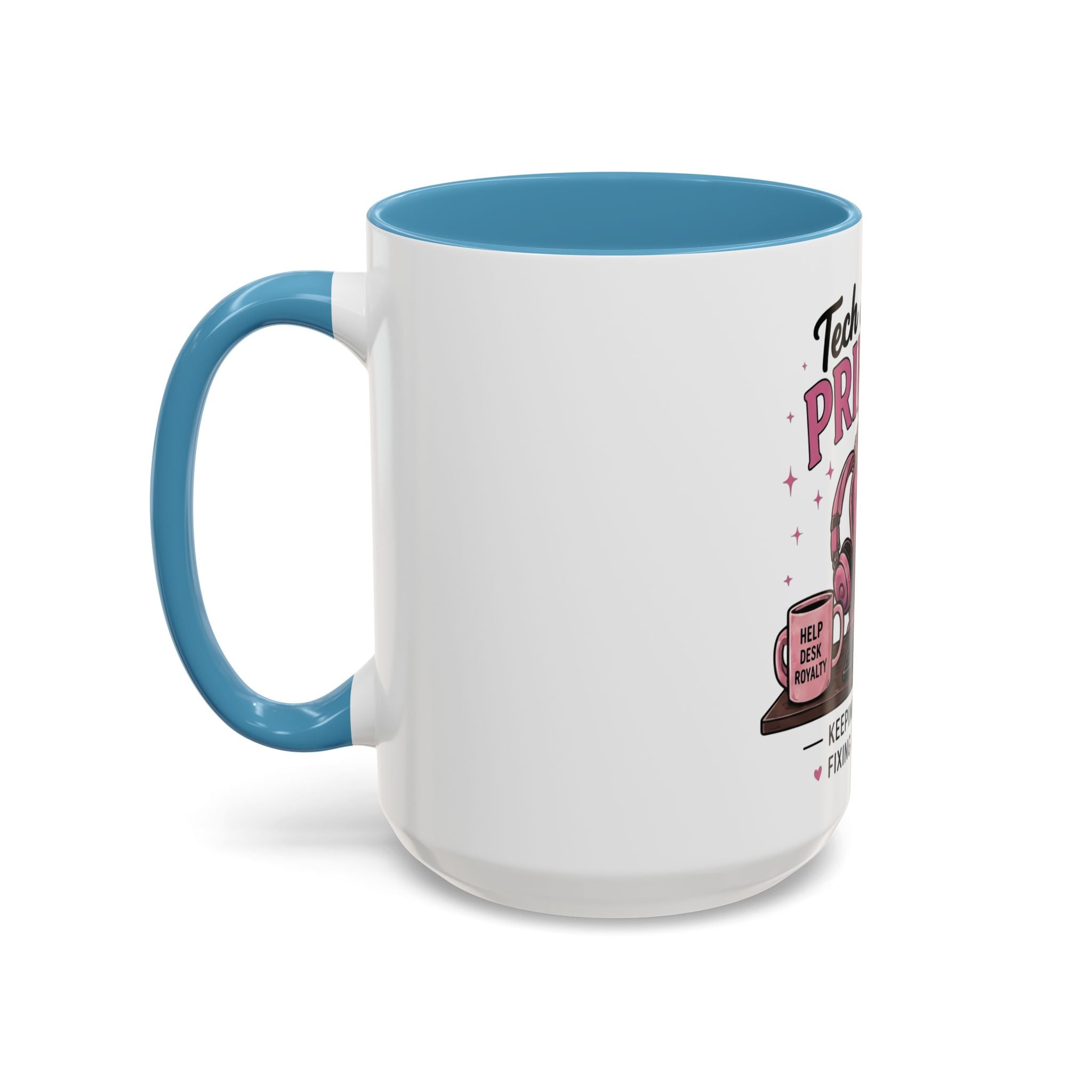 Coffee First Tickets Accent Mug - Funny Pink Heart Coffee Lover Gift (11/15oz)
