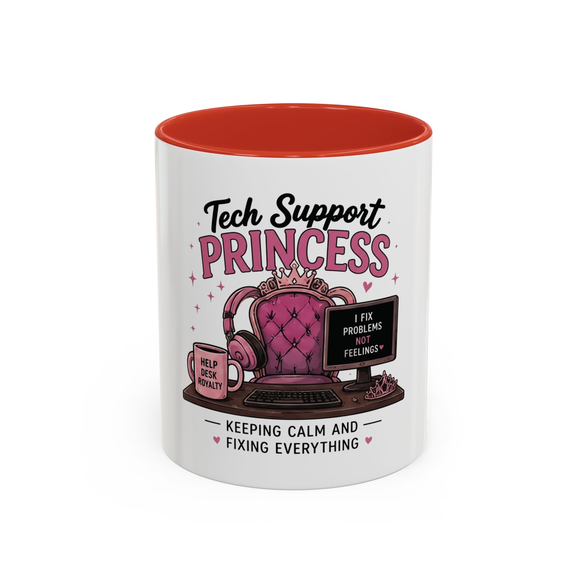 Coffee First Tickets Accent Mug - Funny Pink Heart Coffee Lover Gift (11/15oz)