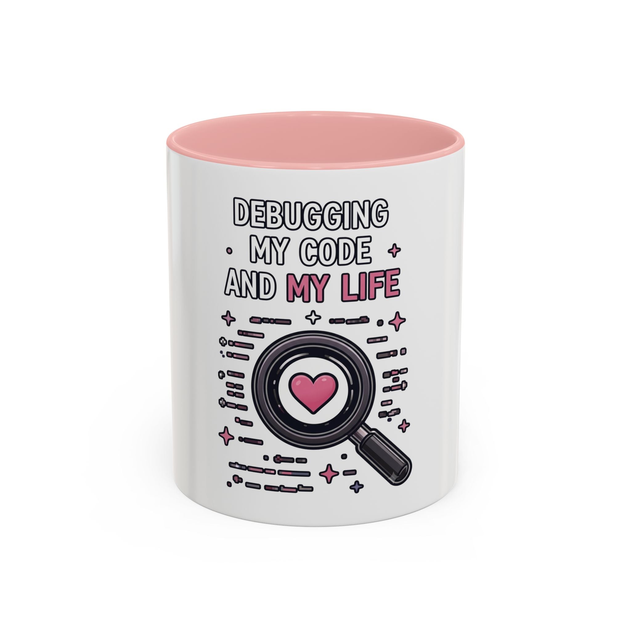 Debugging My Code and My Life Accent Coffee Mug - Coder Gifts, Funny Programming Mug (11/15oz)