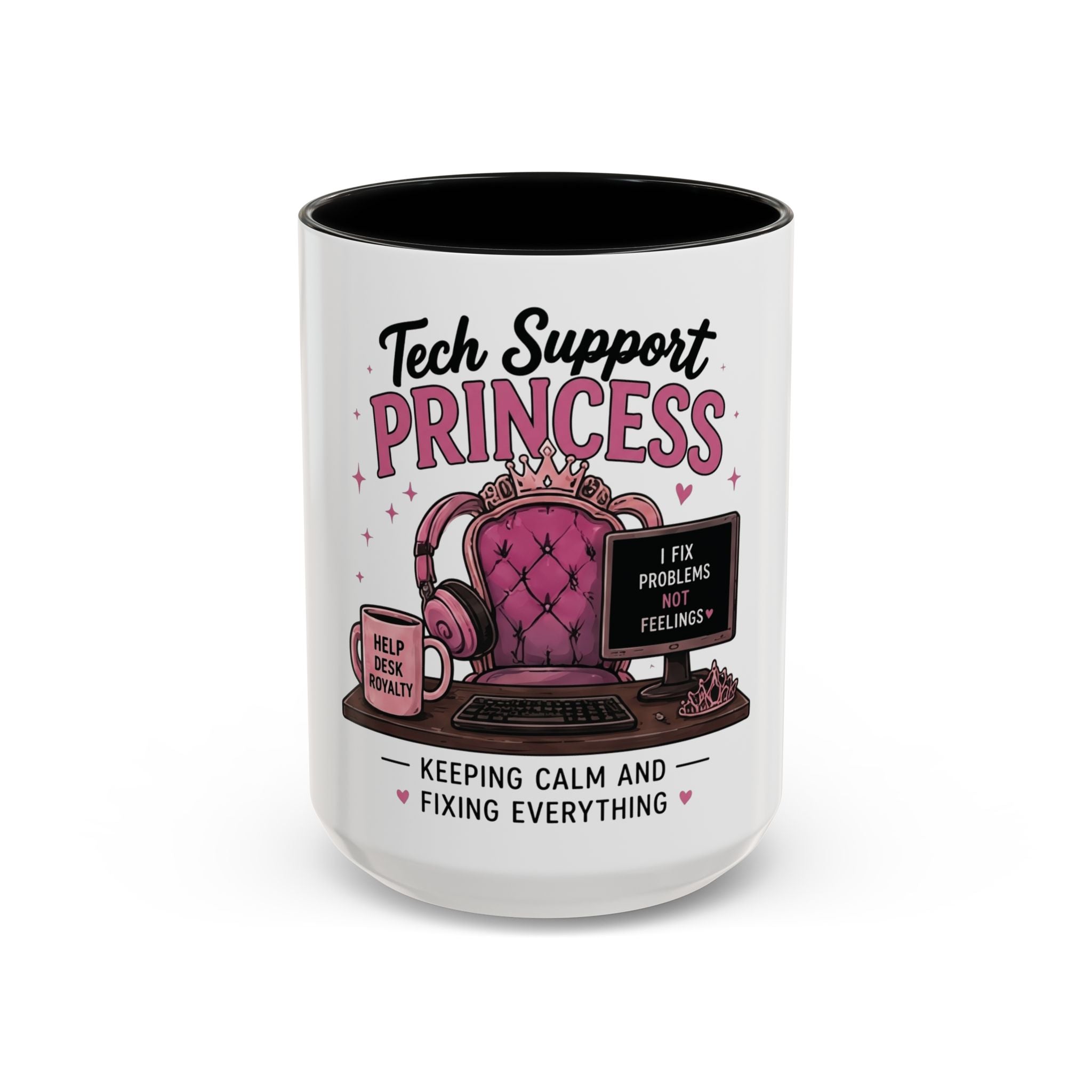 Coffee First Tickets Accent Mug - Funny Pink Heart Coffee Lover Gift (11/15oz)