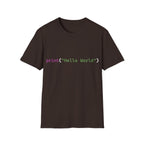 Front: print("Hello World") Back: Hello World Programmer Unisex Softstyle T-Shirt