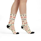 IT Lady Pattern Crew Socks - Vintage Typography Sublimation Socks