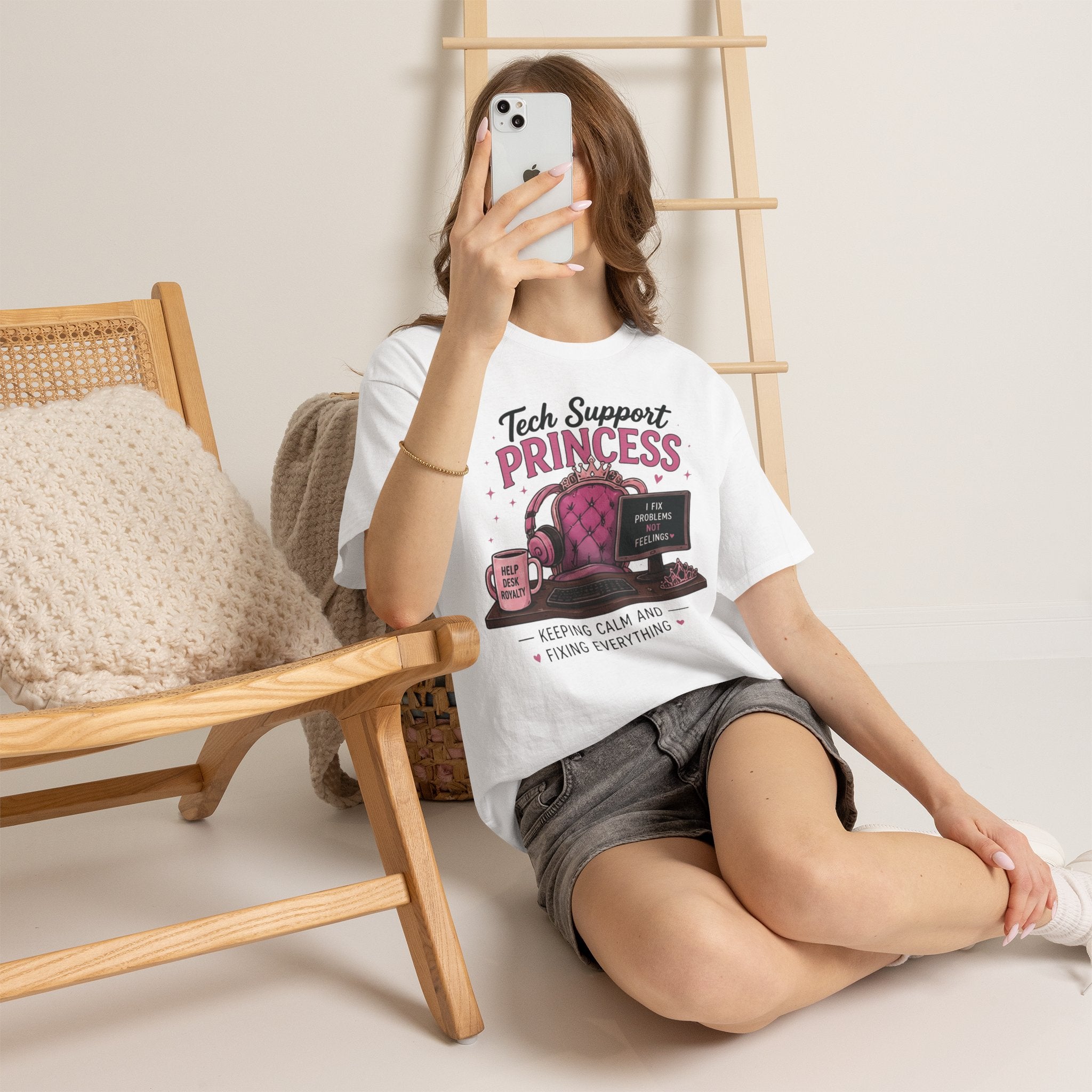 Tech Support Princess Keeping Calm and Fixing Everything Heavy Cotton T‑Shirt